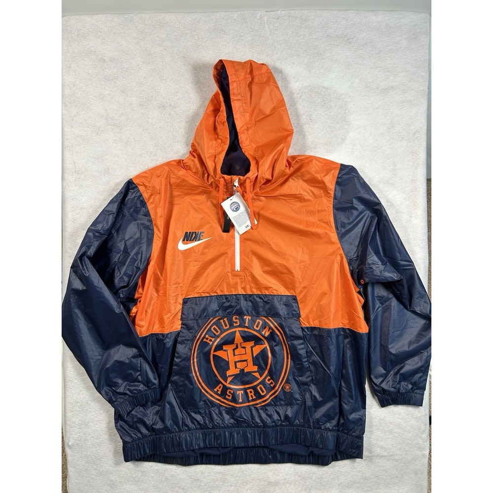 Nike Houston Astros Windbreaker Mens XXL Anorak Half Zip Jacket Hooded Blue NWT